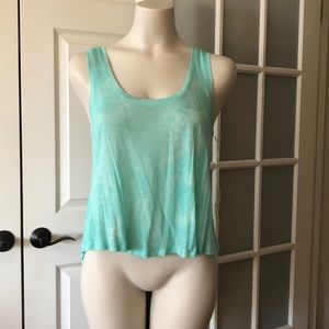 NWOT Eyelash Couture Turquoise/White Fade Print Tank Top